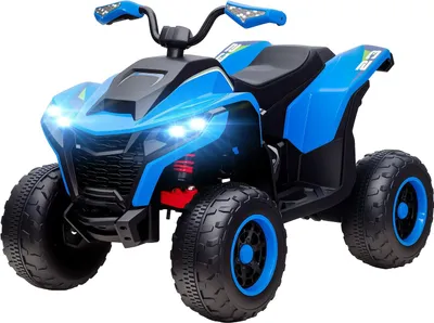 Obrázek produktu pro Elektrická čtyřkolka pro děti Elektrická dětská čtyřkolka 12V se 2 motory, 3-6km/h Dětská čtyřkolka s odpružením, LED světlo, Dětské auto s USB, Hudba pro děti 3-8 let, Modrá