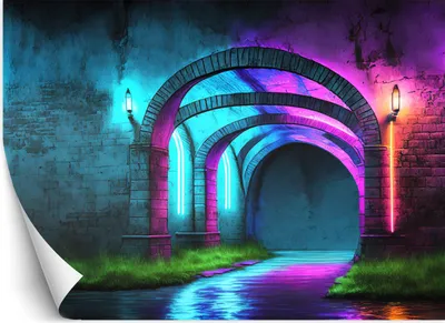 Produktbild von Vlies fototapete Neon Tunnel Abstraktion 450x315 cm Feeby Lila inkl. Kleber einfache Montage