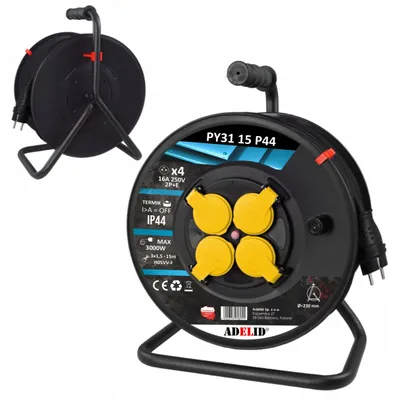 Produktbild von Adelid Kabeltrommel Verlängerungskabel 15m 3x1,5 IP44 Schwarz