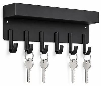 Schlüsselhalter magnetisch, selbstklebend, 6 Haken, 25x6 cm, schwarz