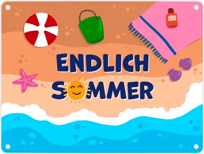 Produktbild von Endlich Sommer Metallschild in 15x20 cm mit Strandmotiv