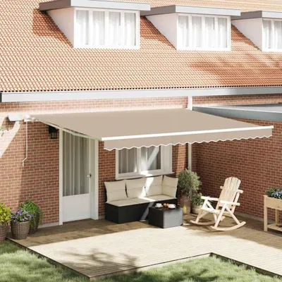Obrázek produktu pro Stahovací markýza Béžová 450 × 300 cm Látka a hliník