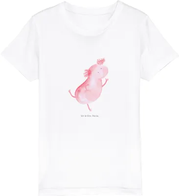 Produktbild von Mr. & Mrs. Panda Kleinkinder T-Shirt Axolotl Tanzen 5-6 Jahre (110/116) - Weiß - Geschenk, Freundin, Sterne, Verrückt, gut Gelaunt, Kindershirt, Beste, Teenager, Freudig
