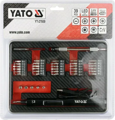 Produktbild von Yato YT-27930, Elektrischer Schraubendreher, Gerader Griff, Schwarz, 45,6 dB, Akku, 3,6 V