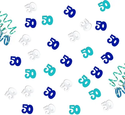 Produktbild von Oblique Unique Konfetti 50 Geburtstag Jubiläum 500 Stk. Streudeko Tisch Deko - blau türkis silber