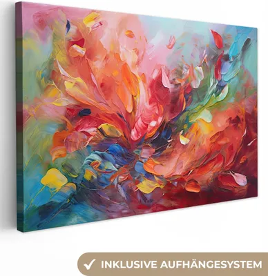 Produktbild von Leinwand Bilder 120x80 cm - Abstrakt Bunt, moderne Wanddeko für Wohnzimmer