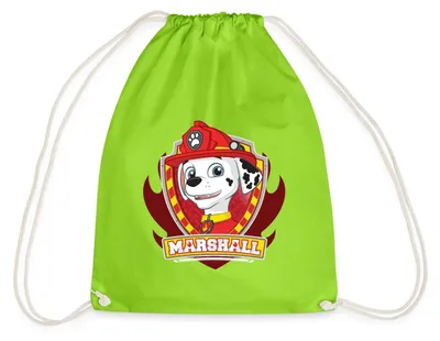 Produktbild von Spreadshirt Paw Patrol Marshall Feuerwehrhund Feuerwehr Turnbeutel, One size, Neongrün
