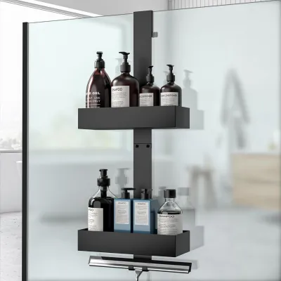 Produktbild von Duschregal Hängend - Duschablage Ohne Bohren für Badezimmer Organizer (Schwarz, 2-lagig)