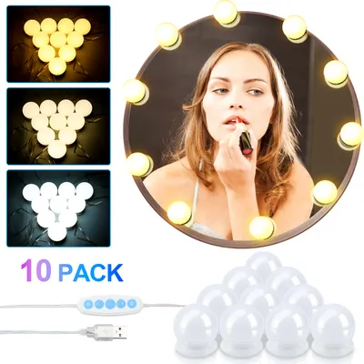 Produktbild von EINFEBEN Led spiegelleuchten, Hollywood Lichter Mit Schalter 3 Farbe Und 10 Dimmbar FueR Schminktisch Leuchte, Schminkleuchte, Spiegellampe FueR Kosmetikspiegel, Schminktisch/Badzimmer Spiegel,7000 Kelvin