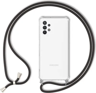 Produktbild von NALIA Handy Hülle mit Kette für Samsung Galaxy A32 5G, Transparente Schutzhülle Schwarz