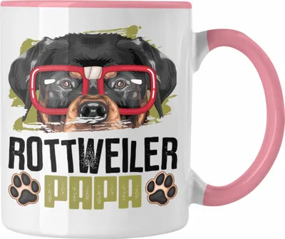 Produktbild von Trendation - Rottweiler Papa Besitzer Tasse Geschenk Lustiger Spruch Geschenkidee Rottweiler Liebhaber (Rosa)
