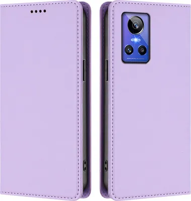Produktbild von Handyhülle für Realme GT Neo 3, Kunstleder Klapphülle Stoßfeste Magnetische Hülle mit Ständer Violett
