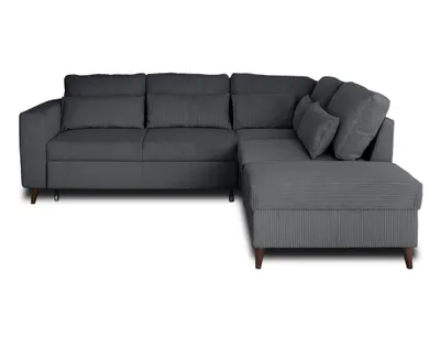 Image de Best Mobilier Aubepine - canapé d'angle réversible 5 places - convertible avec coffre - en velours côtelé , Gris Anthracite