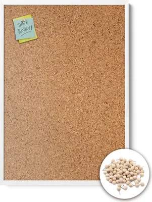 Produktbild von Pinnwand Kork - Selbstheilend - Hochwertiger Weißer Rahmen - Naturkork - 120x90 cm XXL - Montagematerial - Reißzwecke - Hoch- Und Querformat - Büro Schule Zuhause