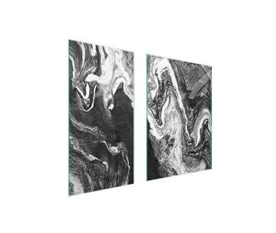 Produktbild von Herdabdeckplatten 2 teilig 75x52 Glaskeramikkochfeld Abdeckung Glas Schneidebrett Marmor Grau