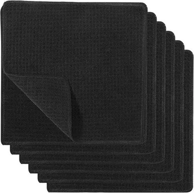 Productafbeelding van Set van microvezeldoeken – 6 zwarte, wasbare doeken, 20 x 20 cm