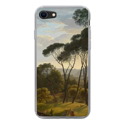 Produktbild von MuchoWow® Handyhülle Schutzhülle Hülle für iPhone 8 Italienische Landschaft mit Zirbelkiefer - Gemälde von Hendrik Voogd Silikon Softcase Handy Hülle - Schutzhaube