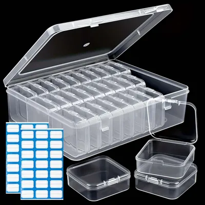 Aufbewahrungsset 30 Mini-Boxen transparent 5,5x5,5x2 cm