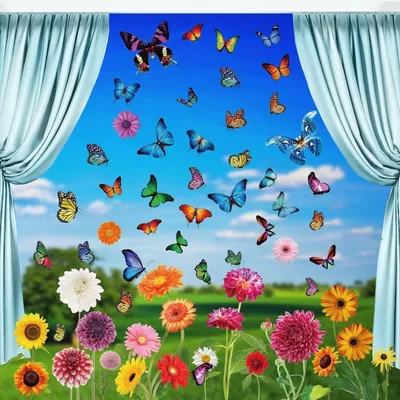 Image de BBLIKE Décorations de fenêtre Printemps Papillon Fleurs Autocollant Réutilisable