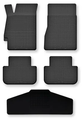 Image de Tapis de sol en caoutchouc + tunnel pour Renault Megane II 2002-2008 (break/Grandtour) – 5 pièces, noirs, semi-universel, adapté