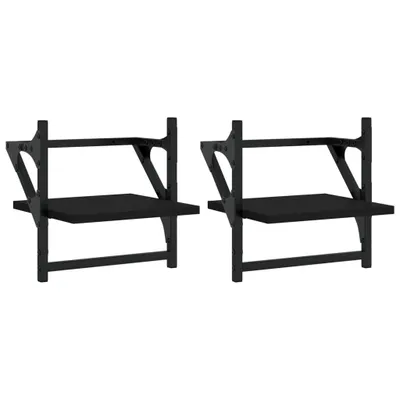 Obrázek produktu pro vidaXL Nástěnné police s tyčí 2 ks černé 30x25x30 cm