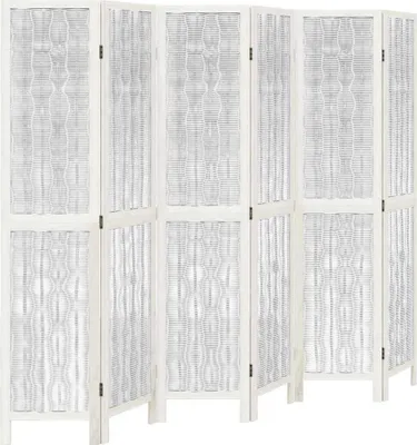 Produktbild von vidaXL 6-tlg. Raumteiler Weiß Massivholz Paulownia