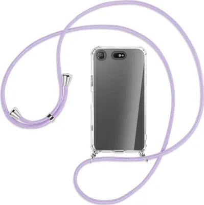 Produktbild von Handykette Backcover-Schutzhülle mit Band (Metall silberfarben) für Sony Xperia XZ1 Compact - violett