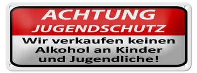 Produktbild von Blechschild Hinweis 27x10 cm Achtung Jugendschutz Dekoration