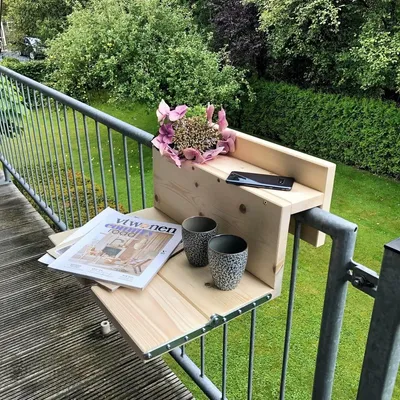 Productafbeelding van Inklapbare Balkontafel van Hout - 50 cm