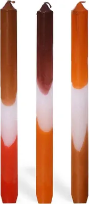Produktbild von Handgefertigte Dip Dye Kerzen - 3 Stück - Langbrandkerzen - 24 x 2,2 cm