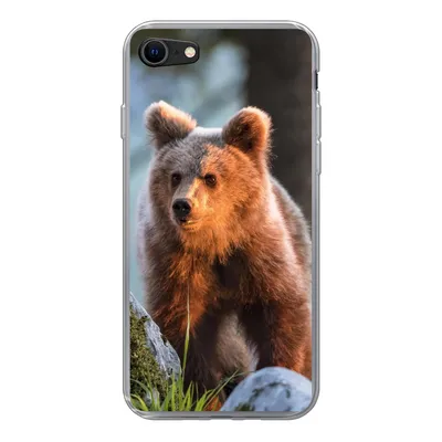 Produktbild von MuchoWow® Handyhülle Schutzhülle Hülle für iPhone SE 2020 Bär - Braun - Tier Silikon Softcase Handy Hülle - Kartenbesitzer