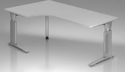 Produktbild von Winkeltisch C-Fuß 200x120cm 90 Grad Grau/Silber