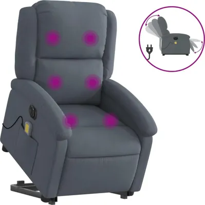 Produktbild von vidaXL Massagesessel mit Aufstehhilfe Elektrisch Dunkelgrau Samt