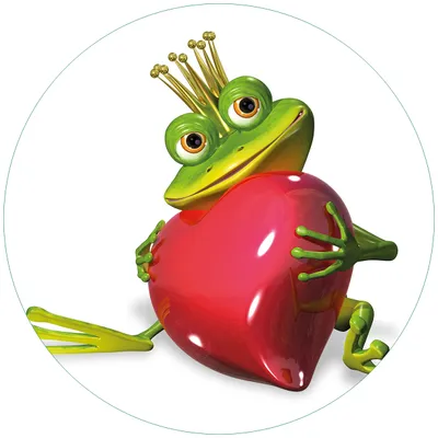 Produktbild von Wallario Premium Glasbild, freischwebende Optik, kräftige Farben, rund 50cm Durchmesser, Motiv Verliebter Froschkönig mit großem Herz