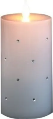 Produktbild von Konstsmide 1838-100 LED Echtwachskerze, weiß, mit 3D Flamme und Kristallen, mit 4h und 8h Timer , 1 flackernde warm weiße Diode, batteriebetrieben, Innen, 2 x C 1.5V (exkl.)