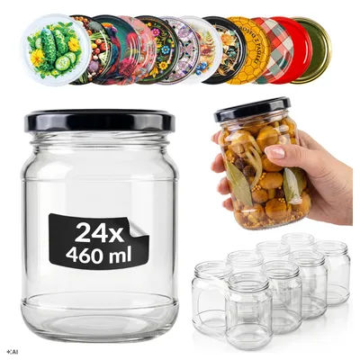 Zdjęcie produktu dla SUPERBUTELKI - 24x Słoiki na miód, deser szklane 460 ml na przetwory, ogórki, dżem, miód + zakrętki