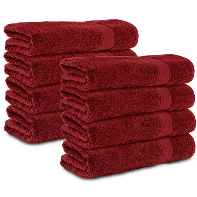 Produktbild von Komfortec 8er Duschtücher 70x140 cm Set aus 100% Baumwolle, 470g/m², Frottee, Weich, Aurorarot
