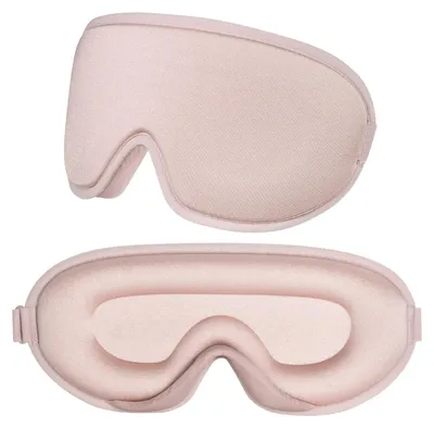 Image de Masque de sommeil pour les personnes dormant sur le côté, masque de sommeil à coupe 3D pour femmes et hommes, masque de sommeil 100 % opaque, masque de sommeil confortable et doux avec bandeau réglable, idéal pour les voyages, rose