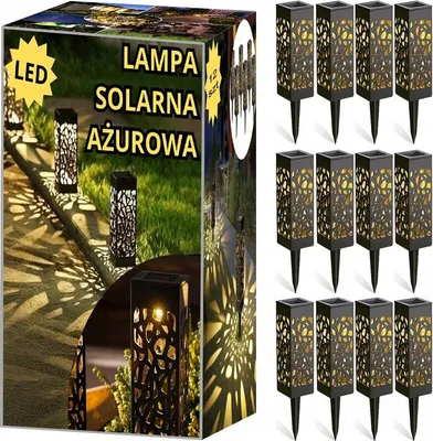 Zdjęcie produktu dla 12X Lampa Solarna Ażurowa Ogrodowa Wbijana Lampka Lampion Solarny Zestaw