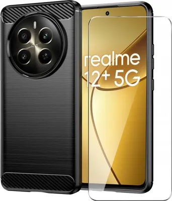 Zdjęcie produktu dla Etui do Realme 12 + Plus 5G Pancerne Carbon CASE + Szkło OCHRONNE 9H
