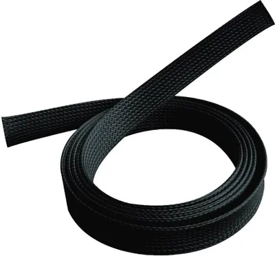 Produktbild von PureMounts PM-Socks-20B - Universeller Kabelschlauch aus Polyester, selbst-zusammenziehend, bis zu 20mm Ø, Länge 1,80m, Farbe: schwarz