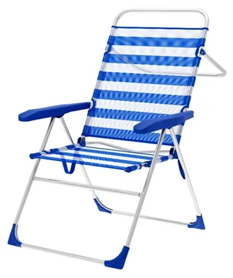 Produktbild von Gepolsterter Campingstuhl Streifen Blau Weiß 59 x 97 x 61 cm