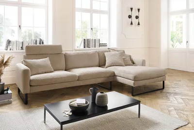 Produktbild von KAWOLA Sofa RICARDA Ecksofa Cord taupe Recamiere rechts