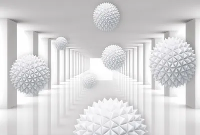 Produktbild von Vlies Fototapete 3D Spatial Tunnel Korridor Sphären (V8 - 368cm x 254cm - 4 Bahnen) Wohnzimmer Schlafzimmer Wandtapete Tapete Latexdruck UV-Beständig Geruchsfrei Hohe Auflösung Montagefertig