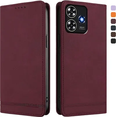 Image de Etui pour ZTE Blade A73 4G, étui rétro en cuirPolyuréthaneavec support et fentes pour cartes de crédit Rouge