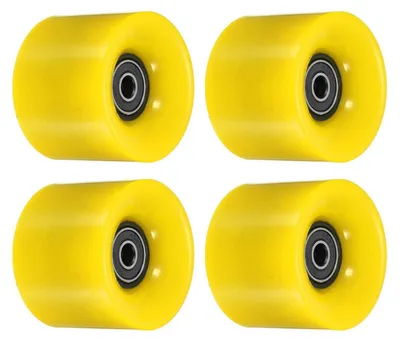 Immagine prodotto di Ruote per skateboard, 45x60 mm, in PU, durezza 80A, colore nero e giallo, con cuscinetti ABEC