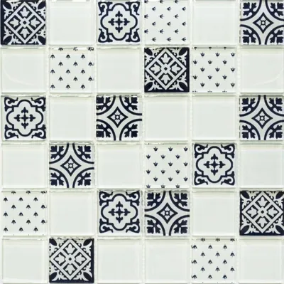 Produktbild von Retro Vintage Mosaikfliese Transluzent weiß Glasmosaik Crystal Optik weiß MOS78B-0103_f | 10 Mosaikmatten