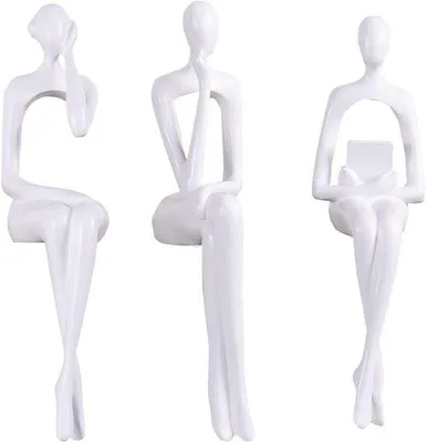 Immagine prodotto di Ibenzoa® Scultura in resina astratta – figura dorata su piedistallo, ideale per decorare librerie, soggiorni e uffici