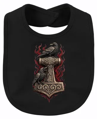 Productafbeelding van Vikings, Mjölnir-hamer, raven, Odin, Hugin, Munin, Valknut, Asgard, rune, baby, zwart, one size