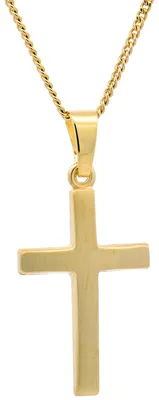 Produktbild von Gold Anhänger Kreuz mit Goldkette massiv 585 - 14 Karat Gold 60 cm